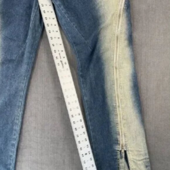Mijko Zipper Jeans Mens 2XL Blue Gradient Baggy Denim Y2K Statement Streetwear - Picture 3 of 13